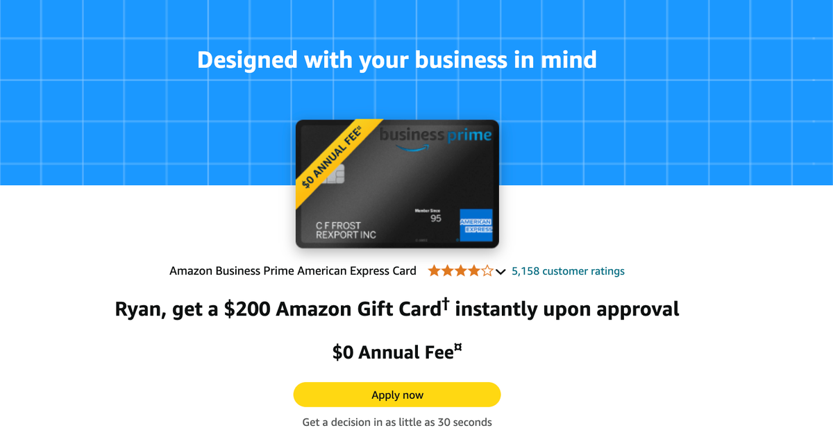 How to Get a $200 Amazon Gift Card with the Amazon Amex Business Card (Churnable Offer)